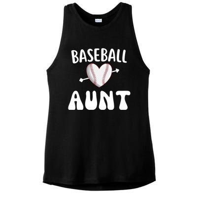 Funny Aunt Baseball Groovy Heart Baseball Player Mother Day Cool Gift Ladies PosiCharge Tri-Blend Wicking Tank