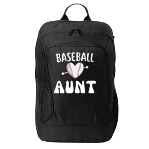 Funny Aunt Baseball Groovy Heart Baseball Player Mother Day Cool Gift City Backpack