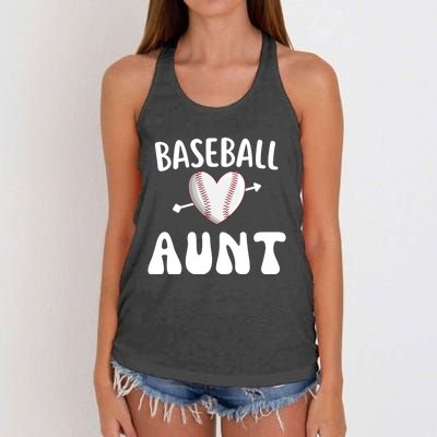 Funny Aunt Baseball Groovy Heart Baseball Player Mother Day Cool Gift Women's Knotted Racerback Tank