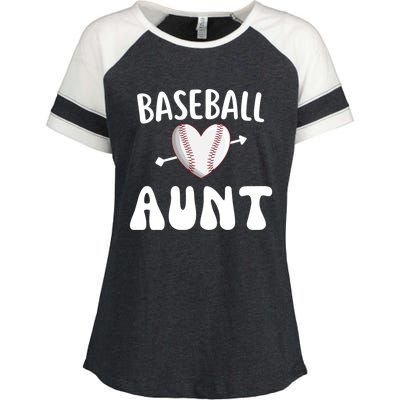 Funny Aunt Baseball Groovy Heart Baseball Player Mother Day Cool Gift Enza Ladies Jersey Colorblock Tee