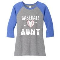 Funny Aunt Baseball Groovy Heart Baseball Player Mother Day Cool Gift Women's Tri-Blend 3/4-Sleeve Raglan Shirt