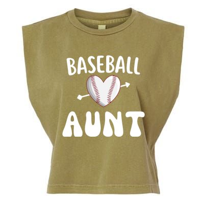 Funny Aunt Baseball Groovy Heart Baseball Player Mother Day Cool Gift Garment-Dyed Women's Muscle Tee