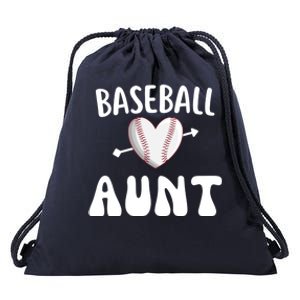 Funny Aunt Baseball Groovy Heart Baseball Player Mother Day Cool Gift Drawstring Bag