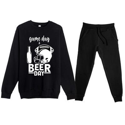 Football And Beer Day Great Gift Premium Crewneck Sweatsuit Set