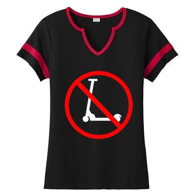 Funny Anti-Scooter By Skaters That Love Skateboarding Tricks Ladies Halftime Notch Neck Tee