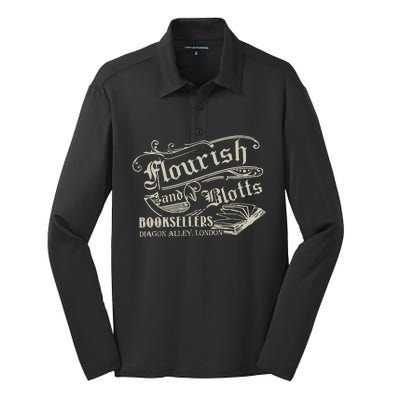 Flourish And Blotts Wizard Book Shop Silk Touch Performance Long Sleeve Polo