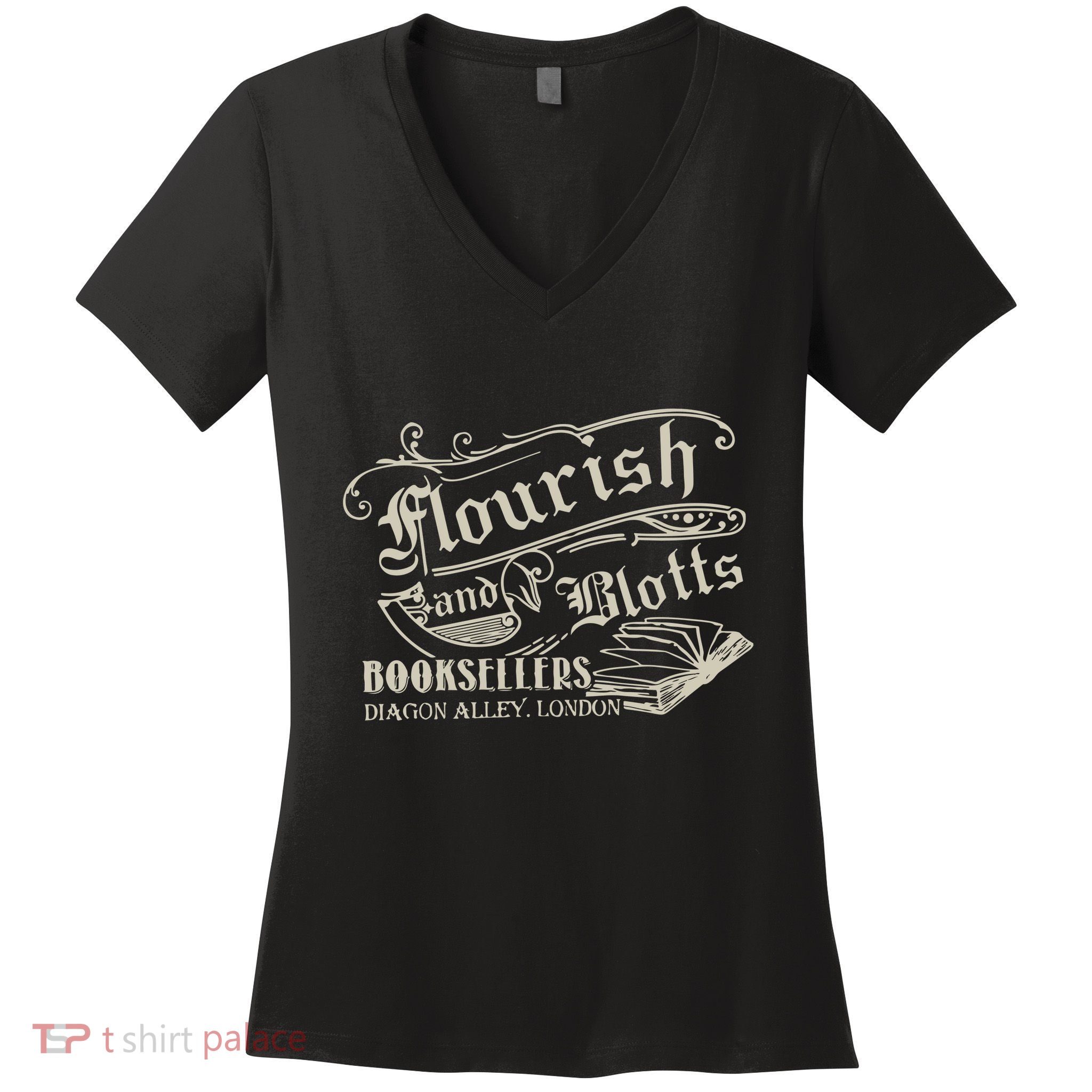 Flourish And Blotts Wizard Book Shop Women's V-Neck T-Shirt