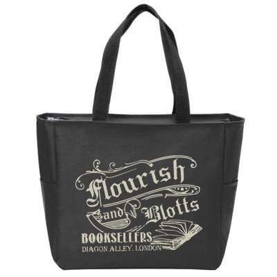 Flourish And Blotts Wizard Book Shop Zip Tote Bag