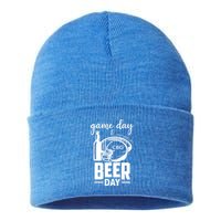 Football And Beer Day Gift Sustainable Knit Beanie