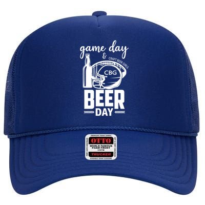 Football And Beer Day Gift High Crown Mesh Back Trucker Hat