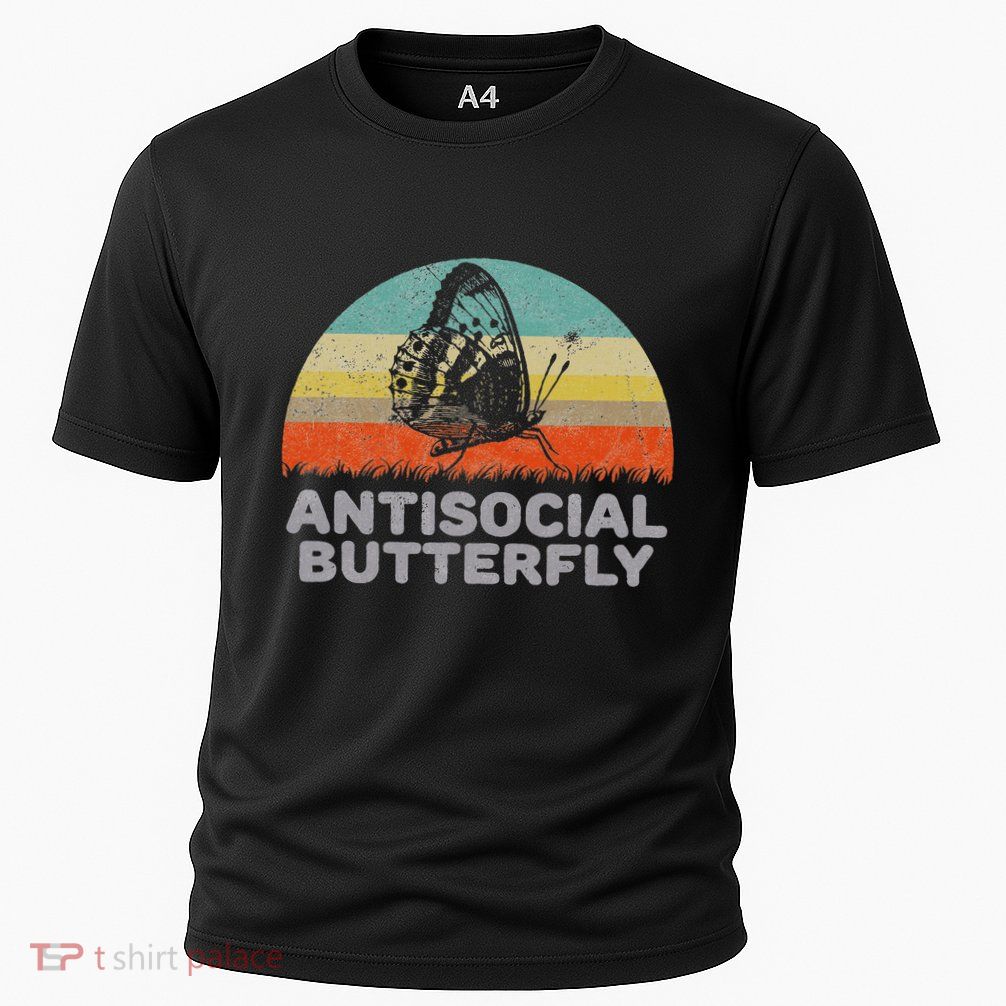 Funny Antisocial Butterfly Cooling Performance Crew T-Shirt