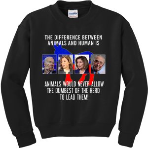 Funny Anti Biden Never Allow The Dumbest To Lead Democrats Kids Sweatshirt