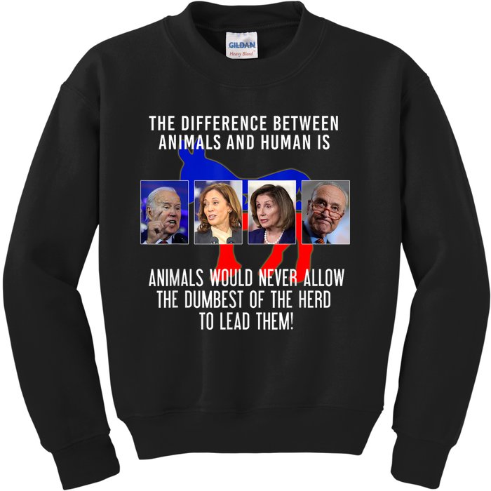 Funny Anti Biden Never Allow The Dumbest To Lead Democrats Kids Sweatshirt