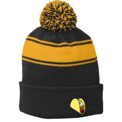 Front And Back Not Your Breakfast Taco Biden Rnc Stripe Pom Pom Beanie