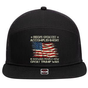 Funny Anti Biden BidenS Greatest Accomplishment Is Showing 7 Panel Mesh Trucker Snapback Hat