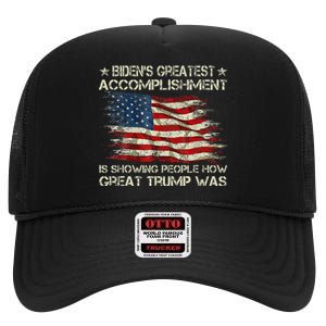 Funny Anti Biden BidenS Greatest Accomplishment Is Showing High Crown Mesh Back Trucker Hat