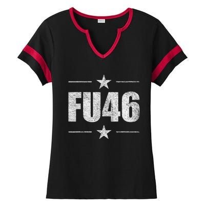 FU46 Anti Biden Pro Trump Funny Ladies Halftime Notch Neck Tee