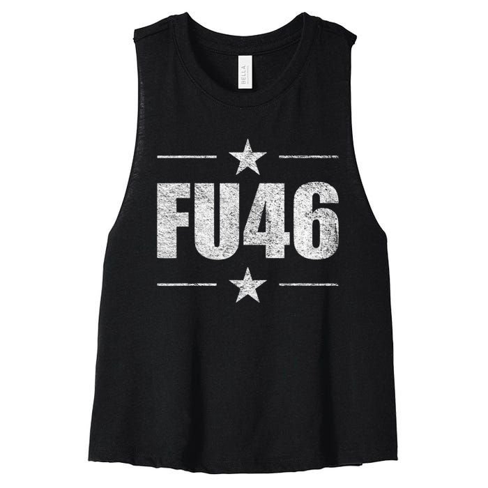 FU46 Anti Biden Pro Trump Funny Women's Racerback Cropped Tank