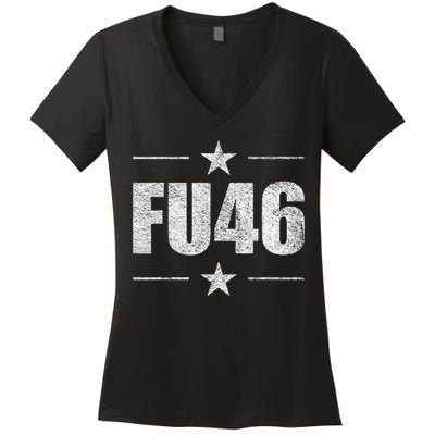 FU46 Anti Biden Pro Trump Funny Women's V-Neck T-Shirt