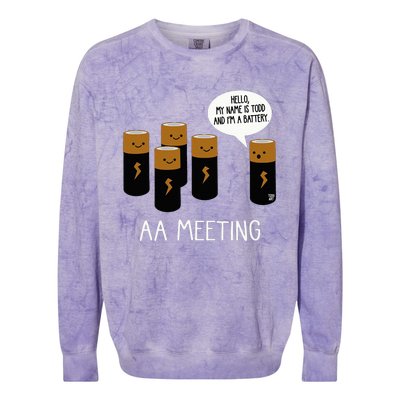 Funny Aa Battery Meeting Colorblast Crewneck Sweatshirt