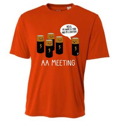 Funny Aa Battery Meeting Cooling Performance Crew T-Shirt