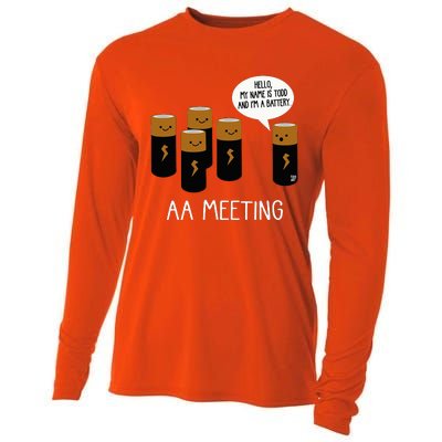 Funny Aa Battery Meeting Cooling Performance Long Sleeve Crew