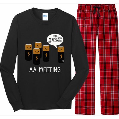 Funny Aa Battery Meeting Long Sleeve Pajama Set