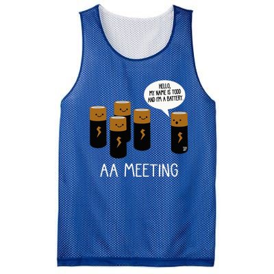 Funny Aa Battery Meeting Mesh Reversible Basketball Jersey Tank