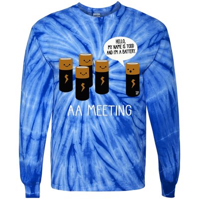 Funny Aa Battery Meeting Tie-Dye Long Sleeve Shirt