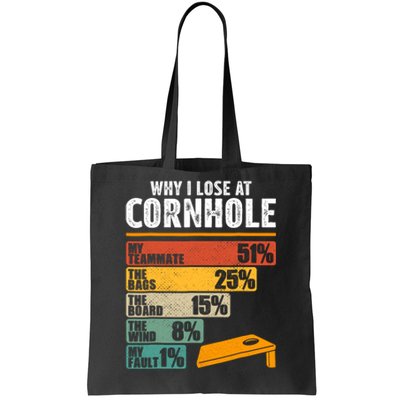 Why I Lose At Cornhole Tote Bag