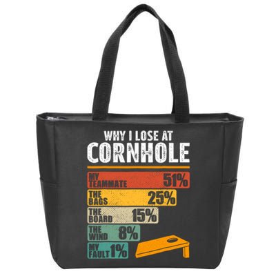 Why I Lose At Cornhole Zip Tote Bag