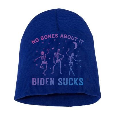 Funny Anti Biden Halloween Biden Sucks Dancing Skeletons Meaningful Gift Short Acrylic Beanie