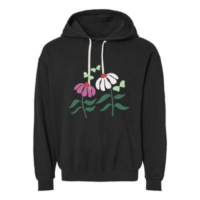 Flower And Butterfly Cone Flower And Butterflies Garment-Dyed Fleece Hoodie
