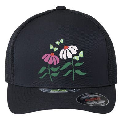 Flower And Butterfly Cone Flower And Butterflies Flexfit Unipanel Trucker Cap
