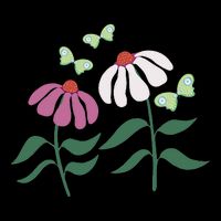 Flower And Butterfly Cone Flower And Butterflies Flexfit Unipanel Trucker Cap