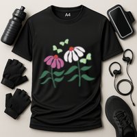 Flower And Butterfly Cone Flower And Butterflies Cooling Performance Crew T-Shirt