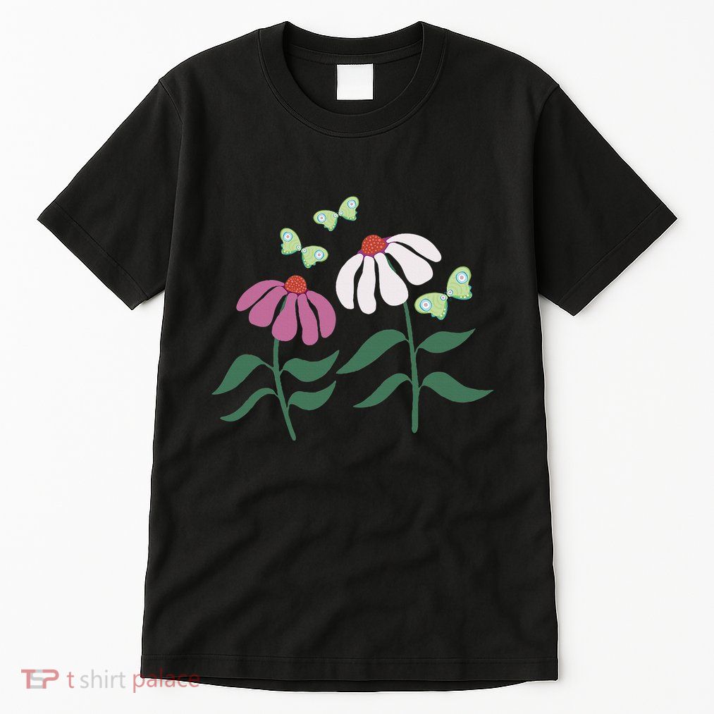 Flower And Butterfly Cone Flower And Butterflies Tall T-Shirt
