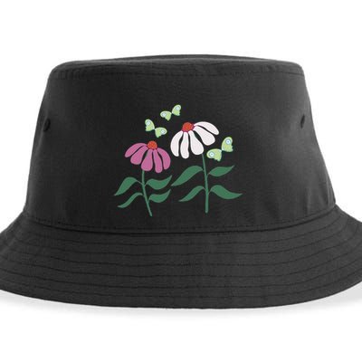 Flower And Butterfly Cone Flower And Butterflies Sustainable Bucket Hat