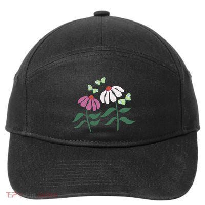 Flower And Butterfly Cone Flower And Butterflies 7-Panel Snapback Hat