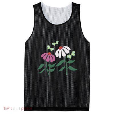 Flower And Butterfly Cone Flower And Butterflies Mesh Reversible Basketball Jersey Tank