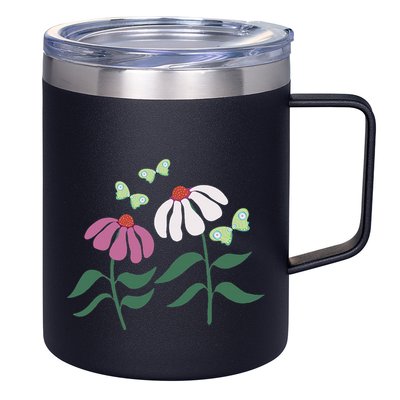 Flower And Butterfly Cone Flower And Butterflies 12oz Stainless Steel Coffee Mug