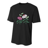 Flower And Butterfly Cone Flower And Butterflies Youth Performance Sprint T-Shirt