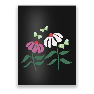 Flower And Butterfly Cone Flower And Butterflies Poster