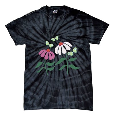 Flower And Butterfly Cone Flower And Butterflies Tie-Dye T-Shirt