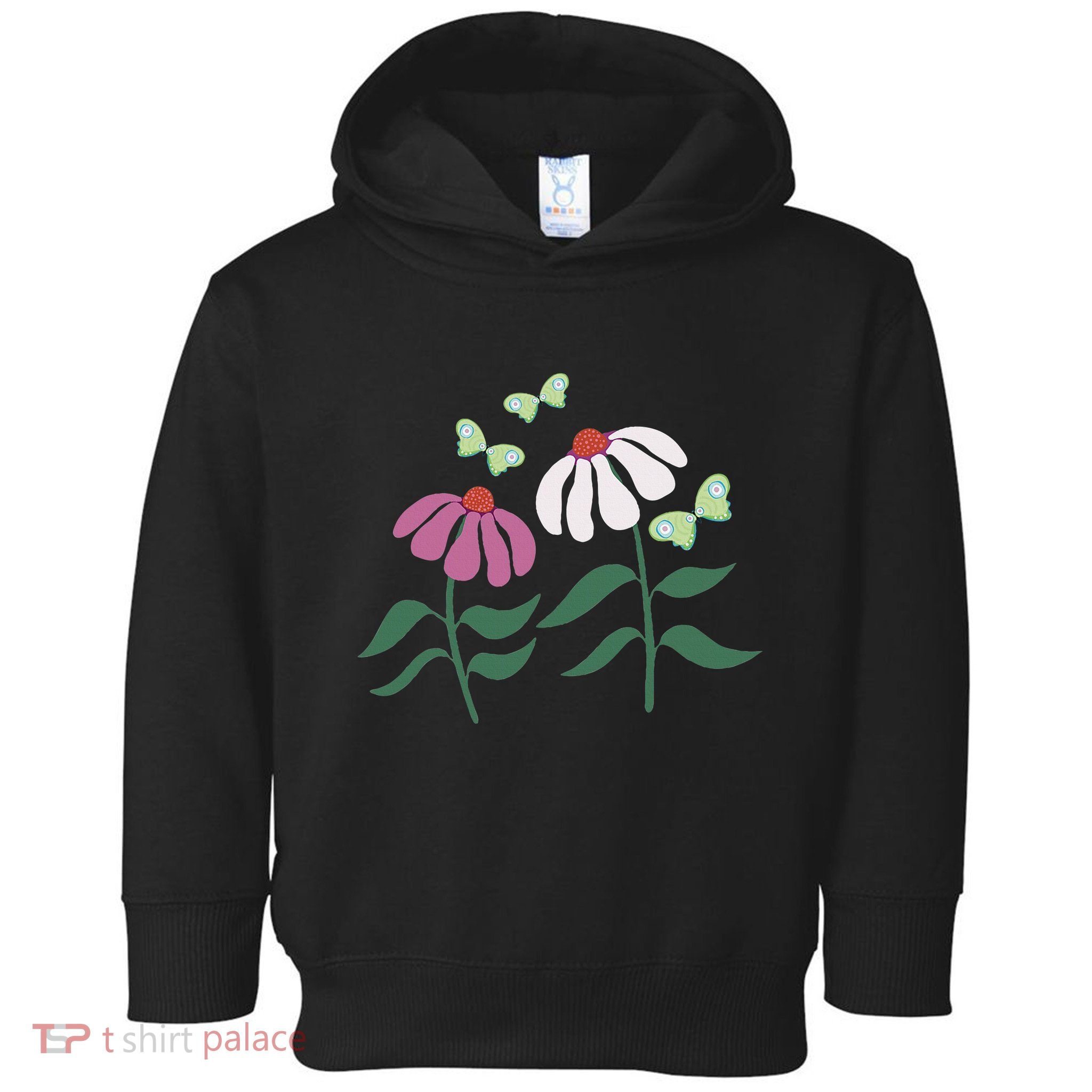 Flower And Butterfly Cone Flower And Butterflies Toddler Hoodie