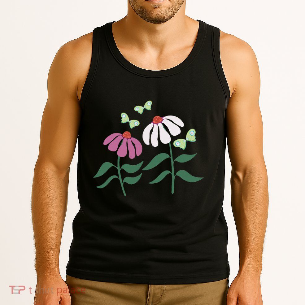 Flower And Butterfly Cone Flower And Butterflies Tank Top