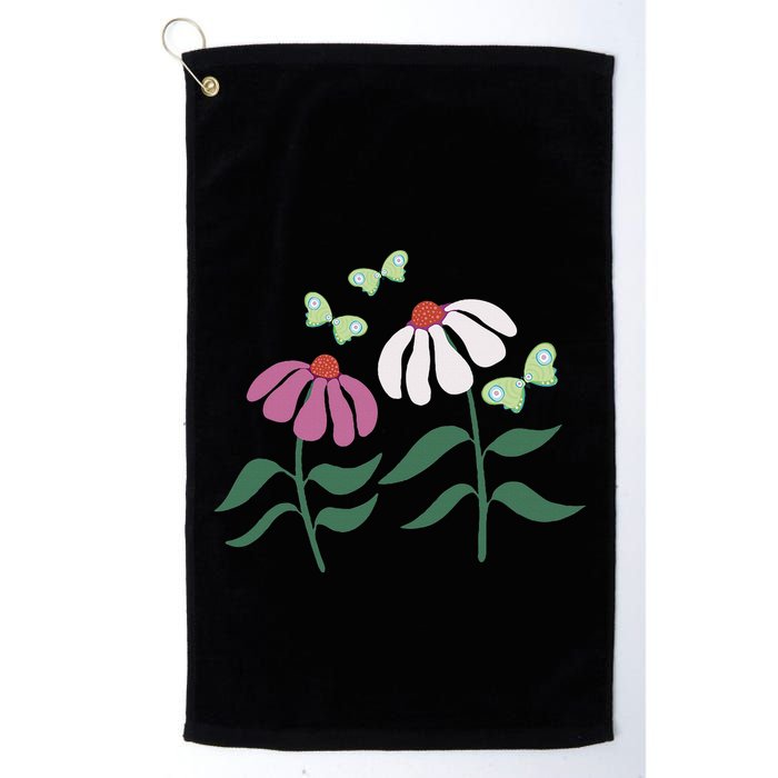 Flower And Butterfly Cone Flower And Butterflies Golf Towel