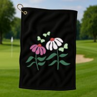 Flower And Butterfly Cone Flower And Butterflies Golf Towel