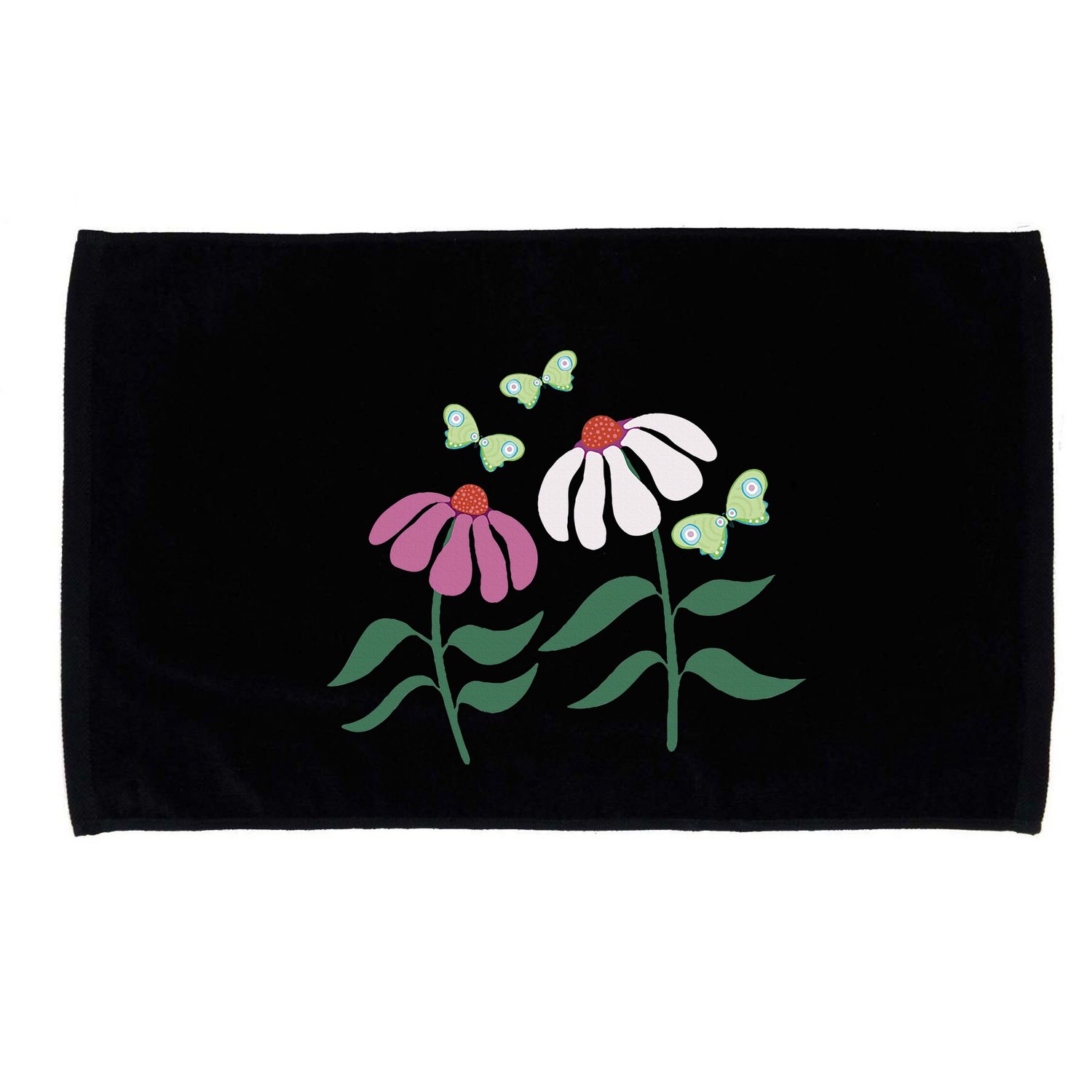 Flower And Butterfly Cone Flower And Butterflies Microfiber Hand Towel