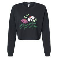 Flower And Butterfly Cone Flower And Butterflies Cropped Pullover Crew